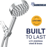 Solid Metal Handheld Shower Head with Hose and Brass Holder - CHROME