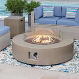 2-Piece Outdoor Propane Firepit Table Set w Tank Table, 42" Fire Table Certified, 50,000 BTU w Gray Round Base,Wind Guard and 16 inches Tank Side - Image 3