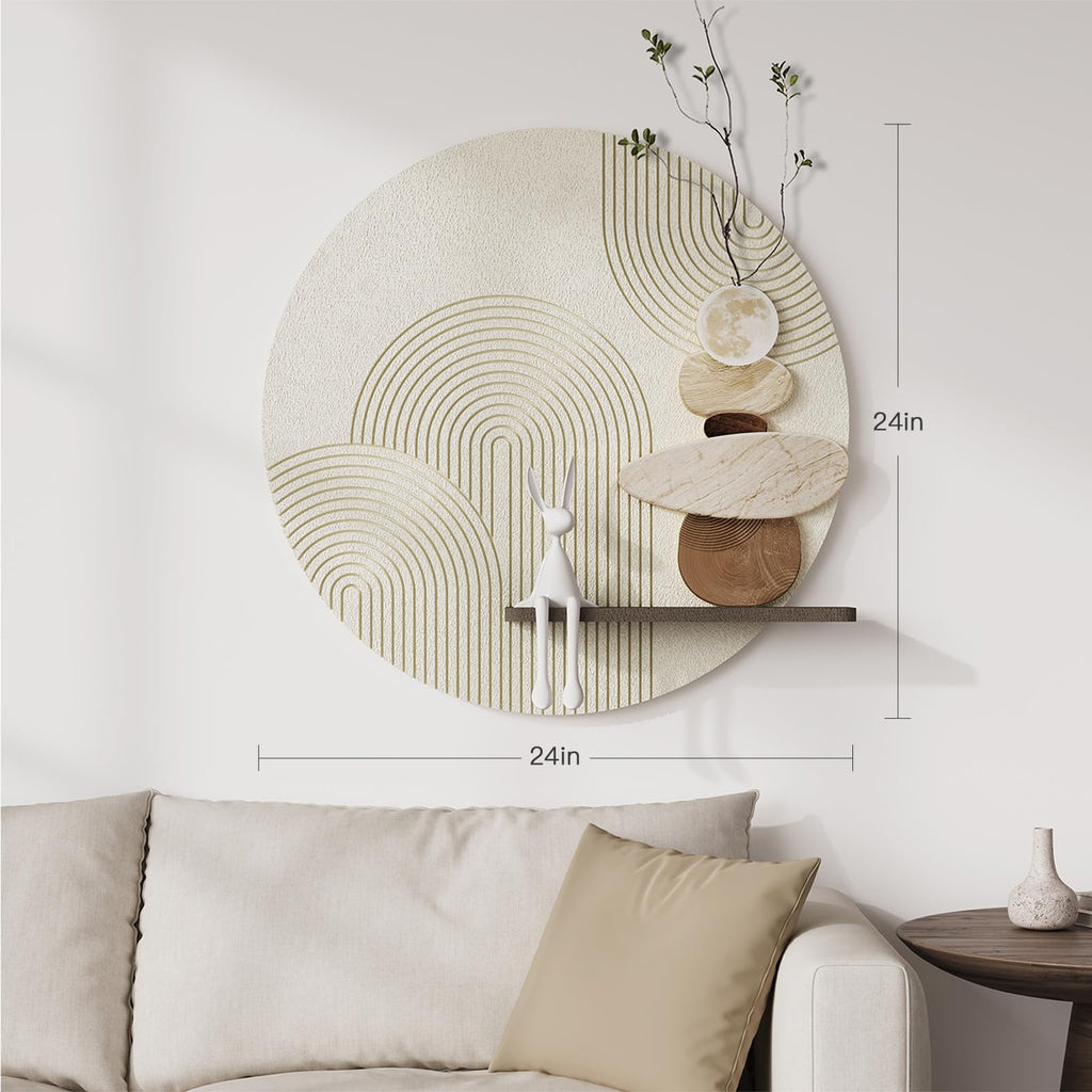 3D Textured Abstract Modern Round Wall Art Decor, 24x24 In