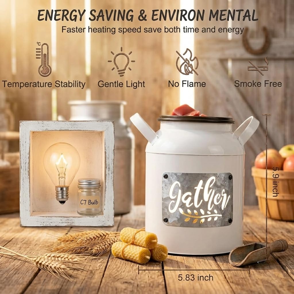 White Wax Melt Warmer, Farmhouse Wax Warmer for Scented Wax