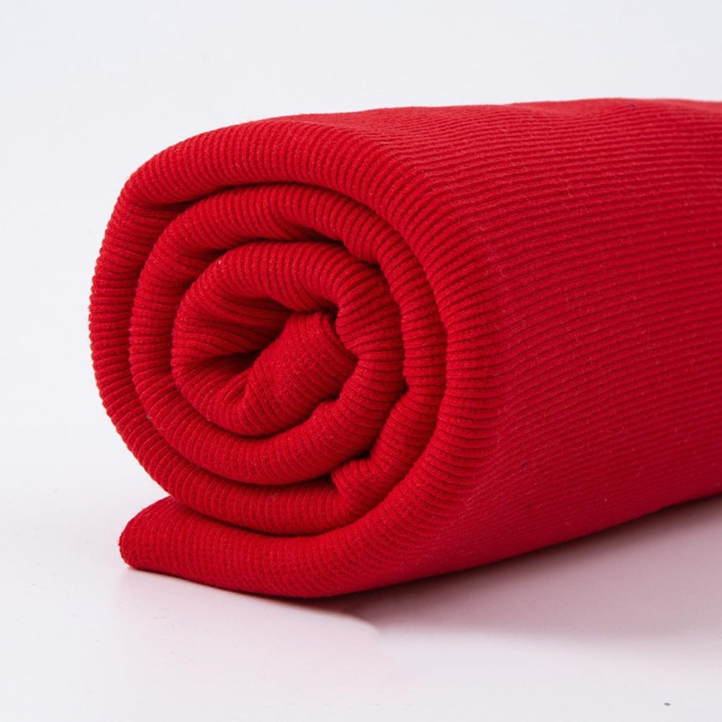 Soft Cotton Ribbing Fabric for Cuffs Collar and Waistband Stretch Rib Knitted Fabric for Sewing Jackets Coats (Red