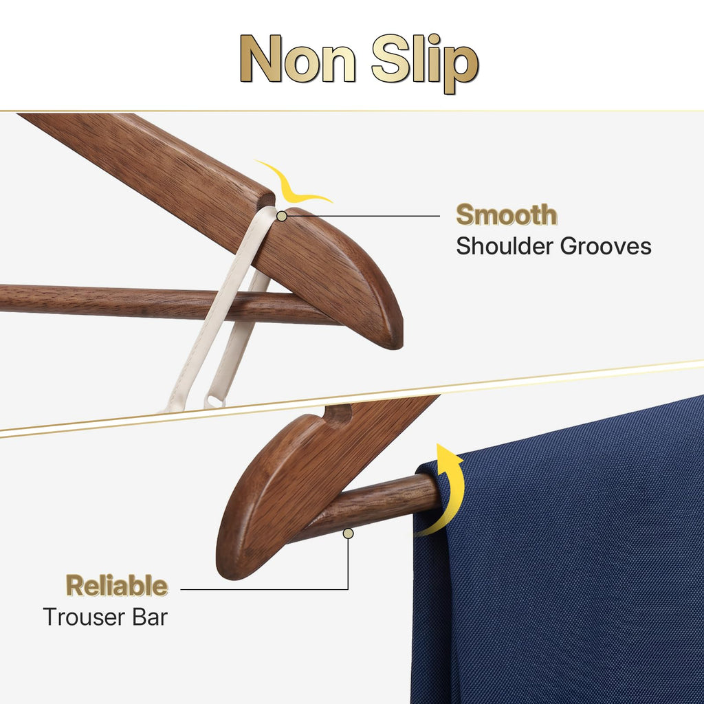 Premium Wooden Hangers 150 Pack, 17.5" Smooth Wood Hangers