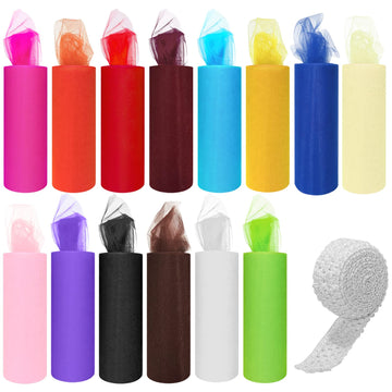 14 Colors Tulle Fabric Rolls 6" by 25 Yards(75 Feet)