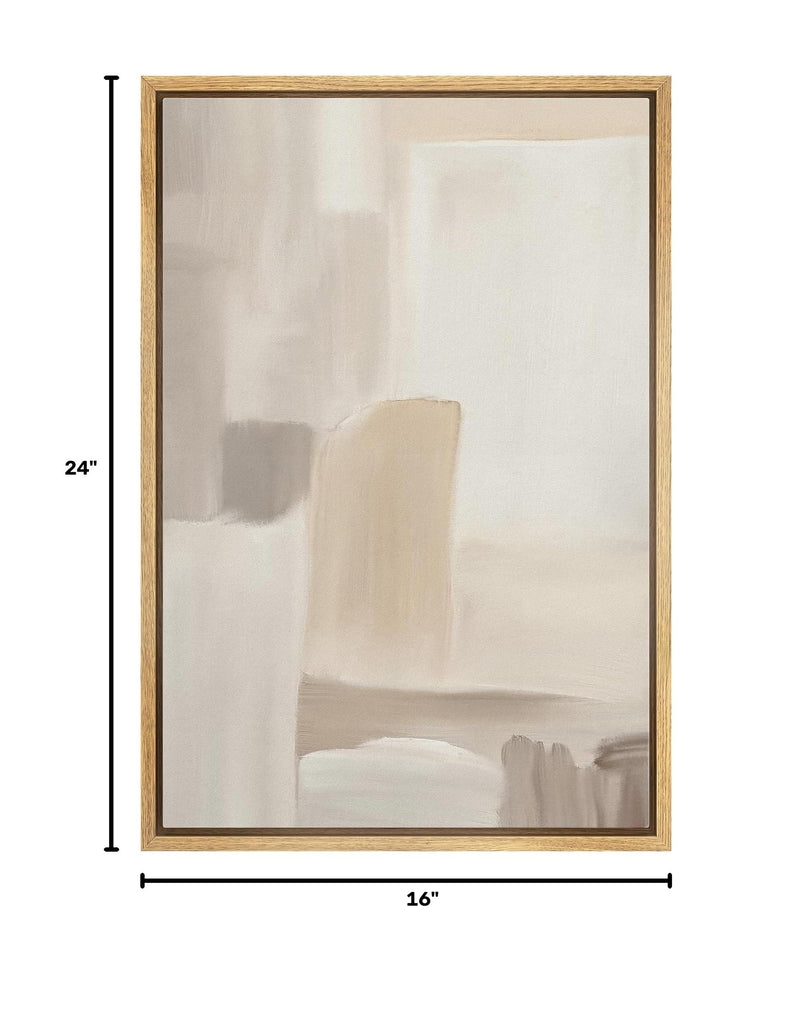 Framed Canvas Print Wall Art Minimalist Neutral Abstract Beige and Taupe Geometric Illustrations Minimalism