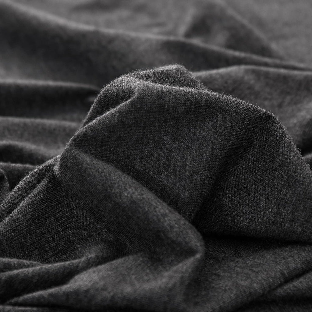 Knit Duvet Cover Set 100% T-Shirt Cotton Super Soft Comfy 3pc Bedding Set with Zipper Closure (Heather