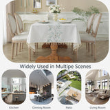 Embroidered Tablecloth Rectangle 55 x 75 Inch, Farmhouse Otanical Floral Table Cloth Waterproof Wash