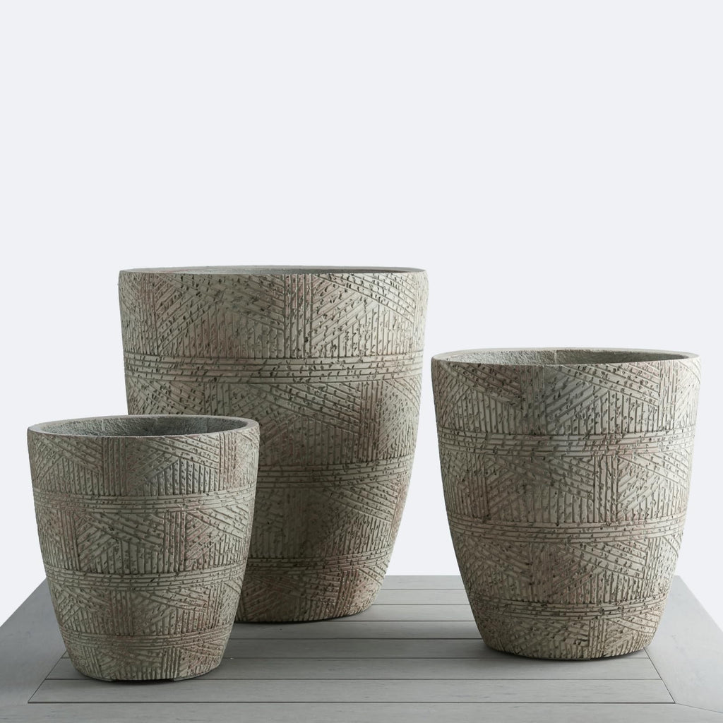 17.7"+13.7"+11.4" Weathered Concrete Planters with Drainage Hole Set of 3