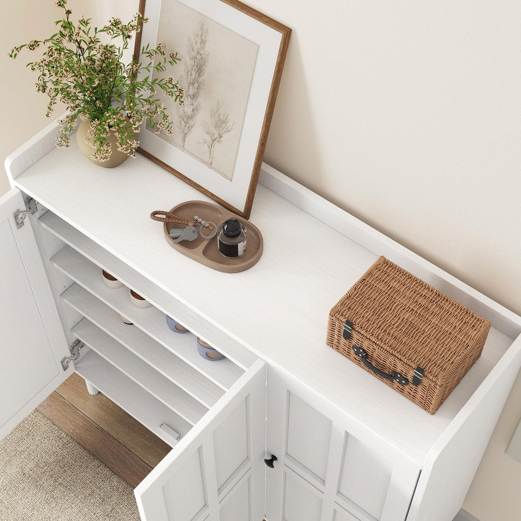 Shoe Cabinet with 3 Doors, Shoe Rack, White