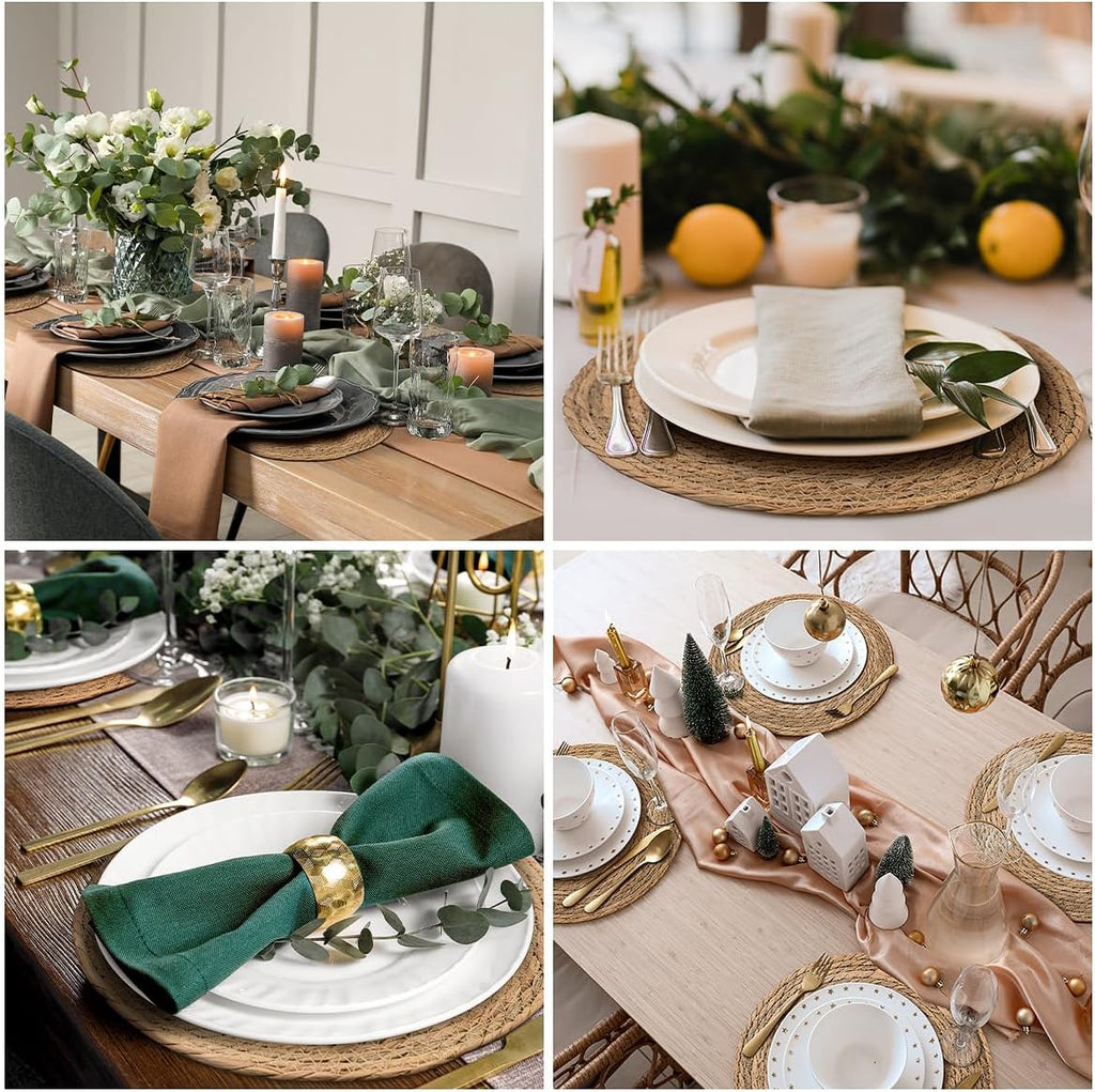 13" Round Woven Placemats Set of 10, Plate Chargers for Dining Table