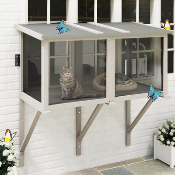 Window Catio Outdoor Cat Enclosure, Compact Cat Window Box for Indoor Cats