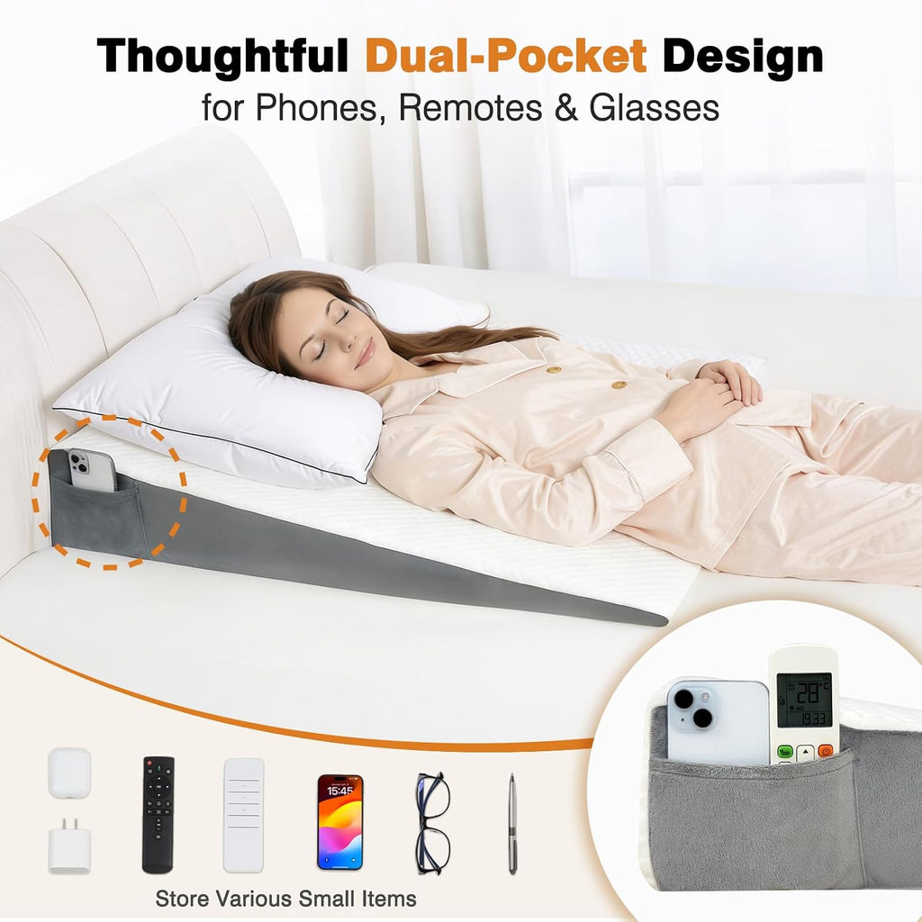 34" Extra-Long Wedge Pillow,5.5" Bed Wedge Pillow for Sleeping,White | Pillow Wedge Back Support for After Surgery