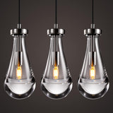Raindrop Pendant Lights Kitchen Island Teardrop Nickel Hanging Light Fixtures Clear Solid Glass Pendant Light Modern Chandeliers for Dining Room Porch Corridor Living Room(3-Pack) A121-B0DL46TSCX