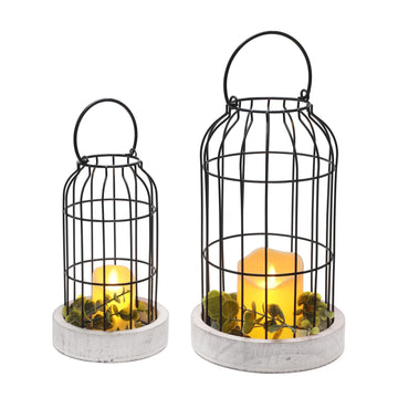 Rustic Farmhouse Decor Lantern Set of 2 Modern Farmhouse Decorative Indoor Fireplace Centerpiece Table Dinning Living
