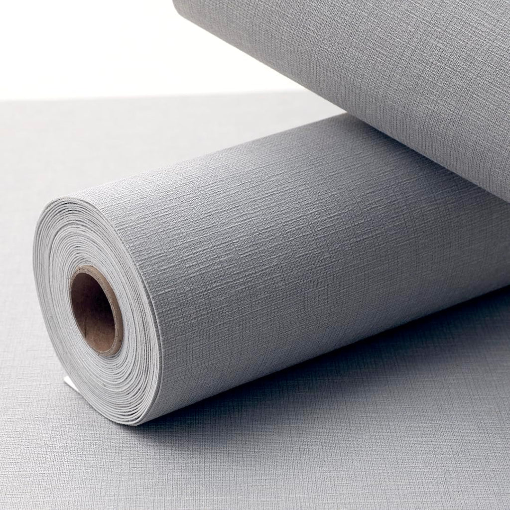 Gray Woven Fabric Peel and Stick Wallpaper Subtle Linen Texture Grasscloth Washable Thick Self-Adhesive Contact Paper