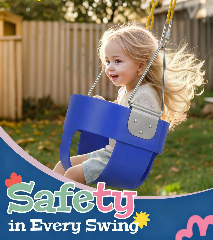 High Back Full Bucket, Toddler Swing with Coated Chains & Triangle Dip Pinch Protection for Safety, Baby Swing