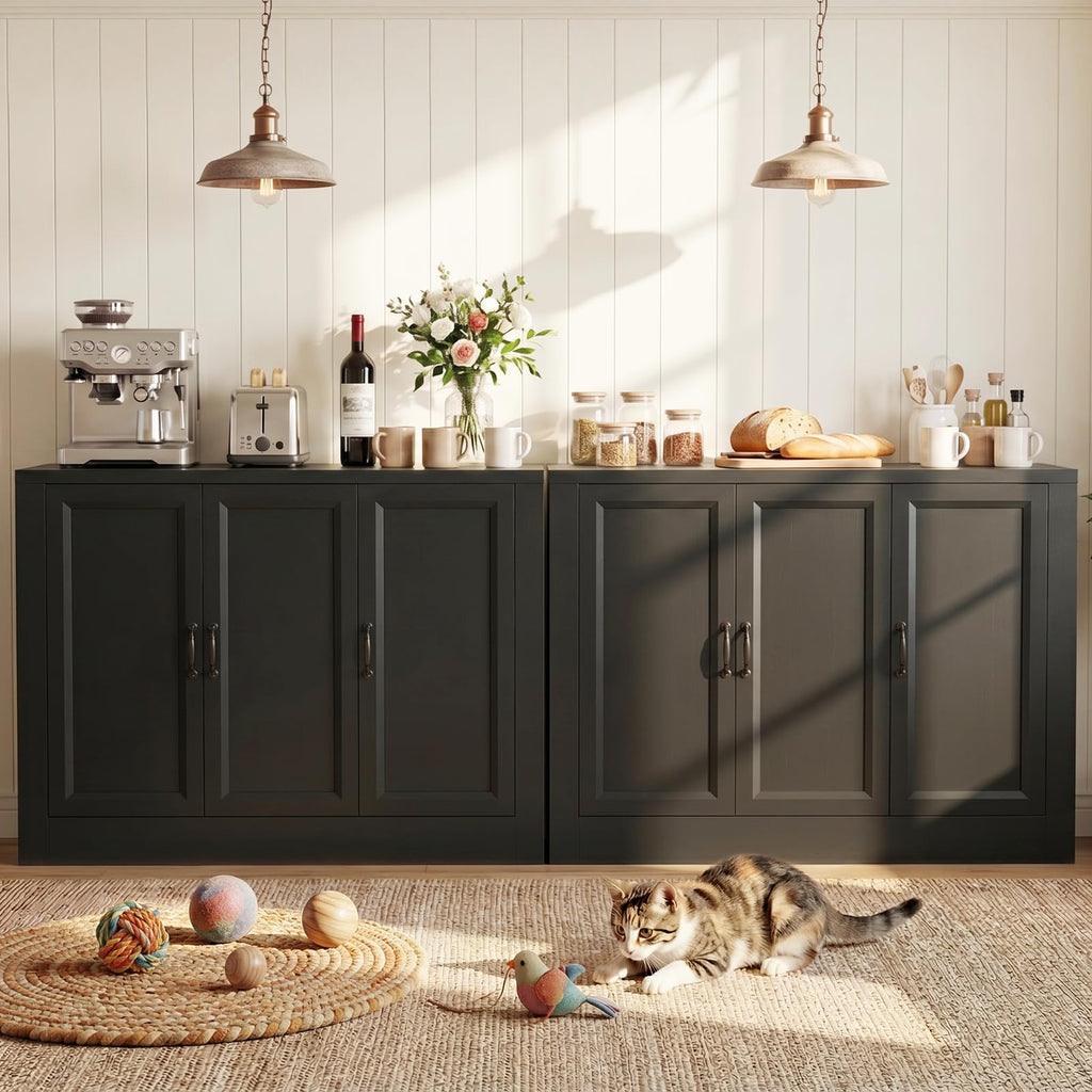 39" Modular Buffet Sideboard Cabinet, Expandable Storage Cabinet System, 3-Door Coffee Bar Cabinet with Adjustable