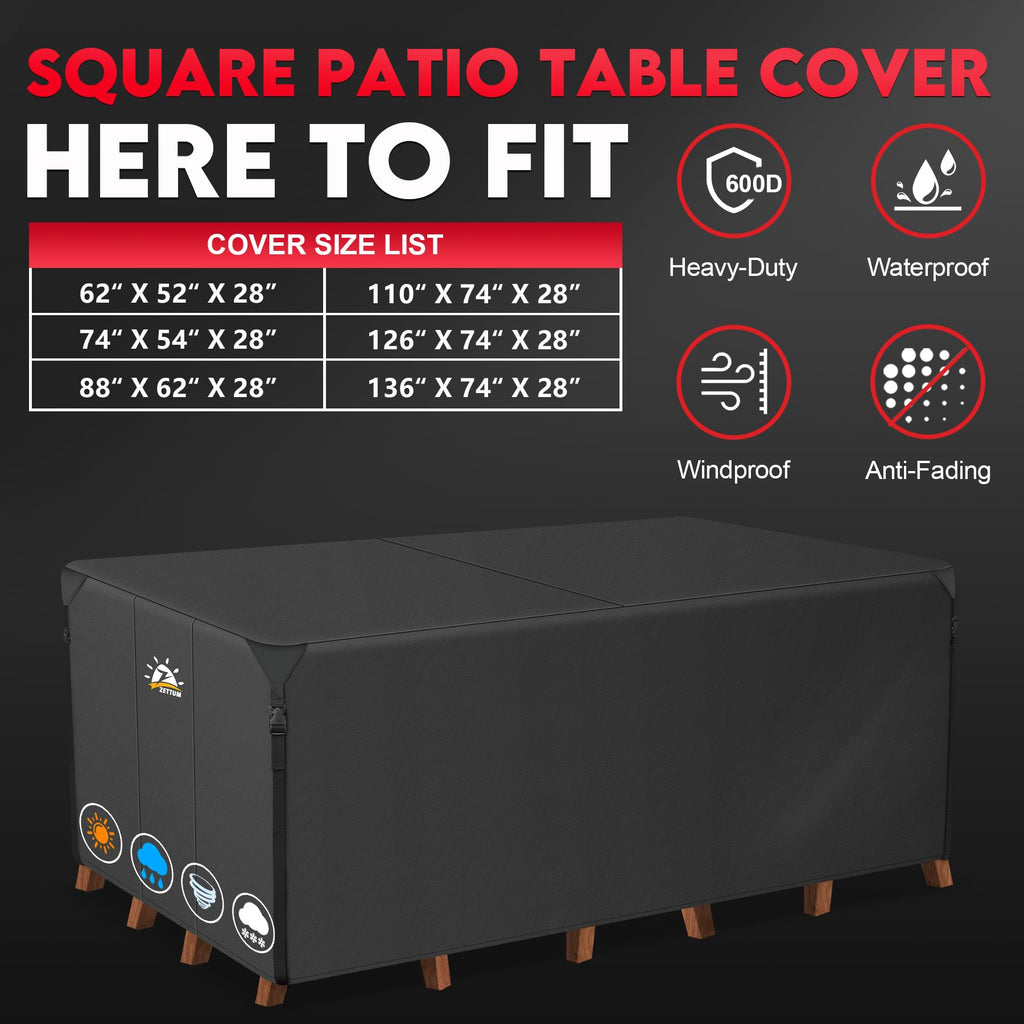 Patio Furniture Cover Rectangle - 600D Outdoor Table Cover Waterproof & Heavy Duty, Large Lawn Furniture Sofa Set