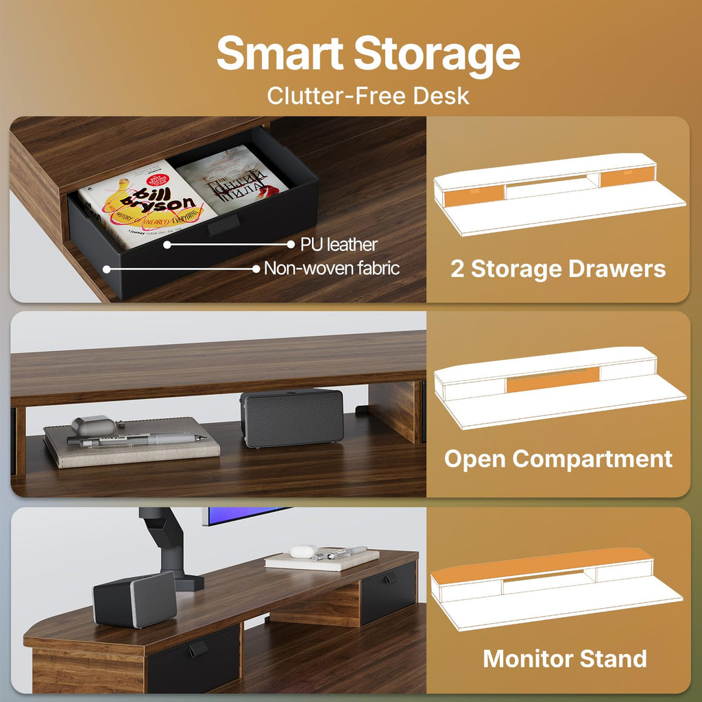 40" X 24" Electric Standing Desk with 2 Drawers, C-Clamp Mount Compatible, Height Adjustable Computer Desk, Home