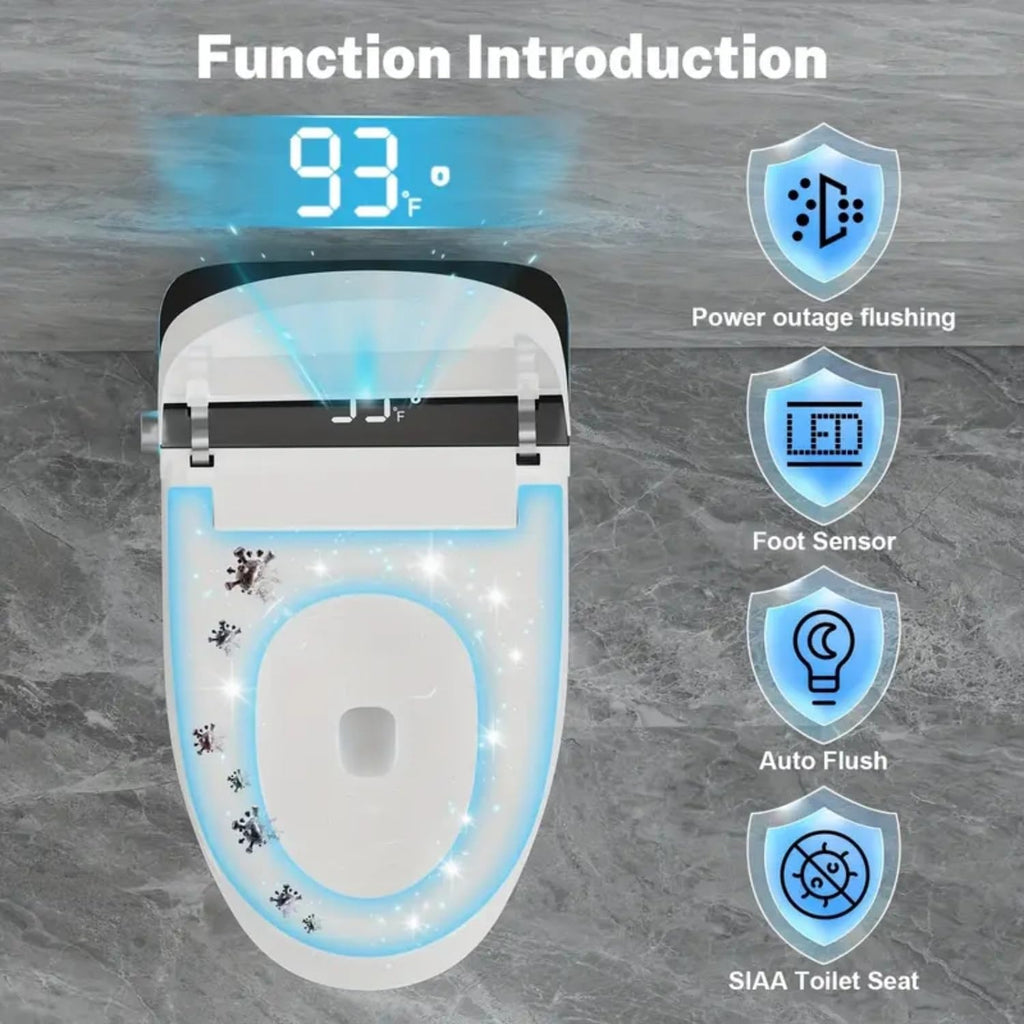 Smart Toilet with Elongated Heated Seat, Auto Flush, Manual Soft-Close Seat & Lid, Night Light