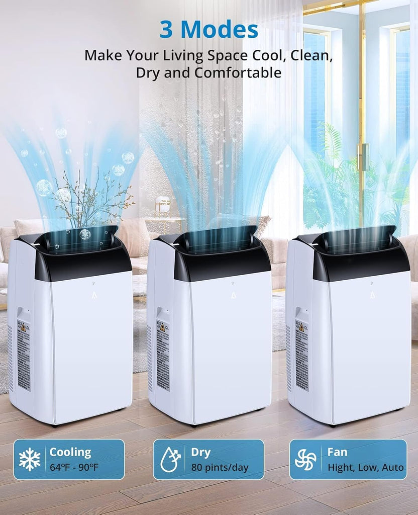 12000 BTU Portable Air Conditioners with Remote Control, 3-in-1 Free Standing Cooling AC Unit with Fan & Dehumidifier