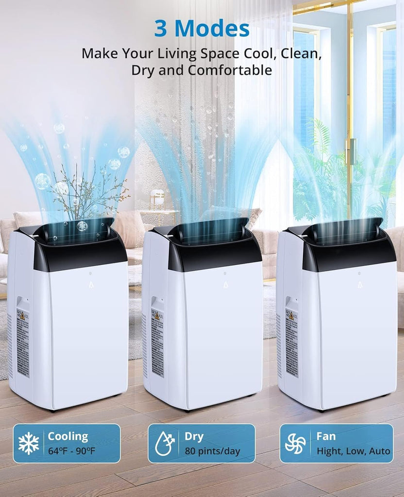 12000 BTU Portable Air Conditioners with Remote Control, 3-in-1 Free Standing Cooling AC Unit with Fan & Dehumidifier