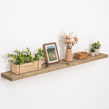 Solid Wood Floating Shelves, 8" Deep Rustic Reclaimed Barnwood Wall Hanging Floating Shelf with Invisible Heavy-Duty