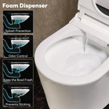 Smart Toilet with Built-In Bidet, Foam System, Temperature-Controlled Heated Seat, Instant Warm Water, Full-Seat Sensor, Auto Open and Close, Foot Sensor, Auto Deodorizer, Remote Control