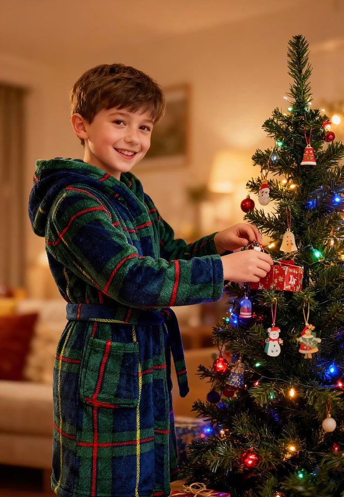Boys Girls Robes Kids Toddler Flannel Hooded Bathrobe Pajamas Sleepwear