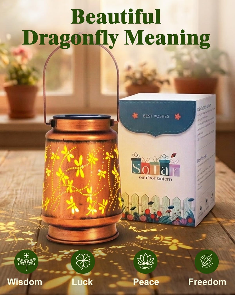 Birthday Gifts for Women, Solar Lanterns, Dragonfly, 2 Pack