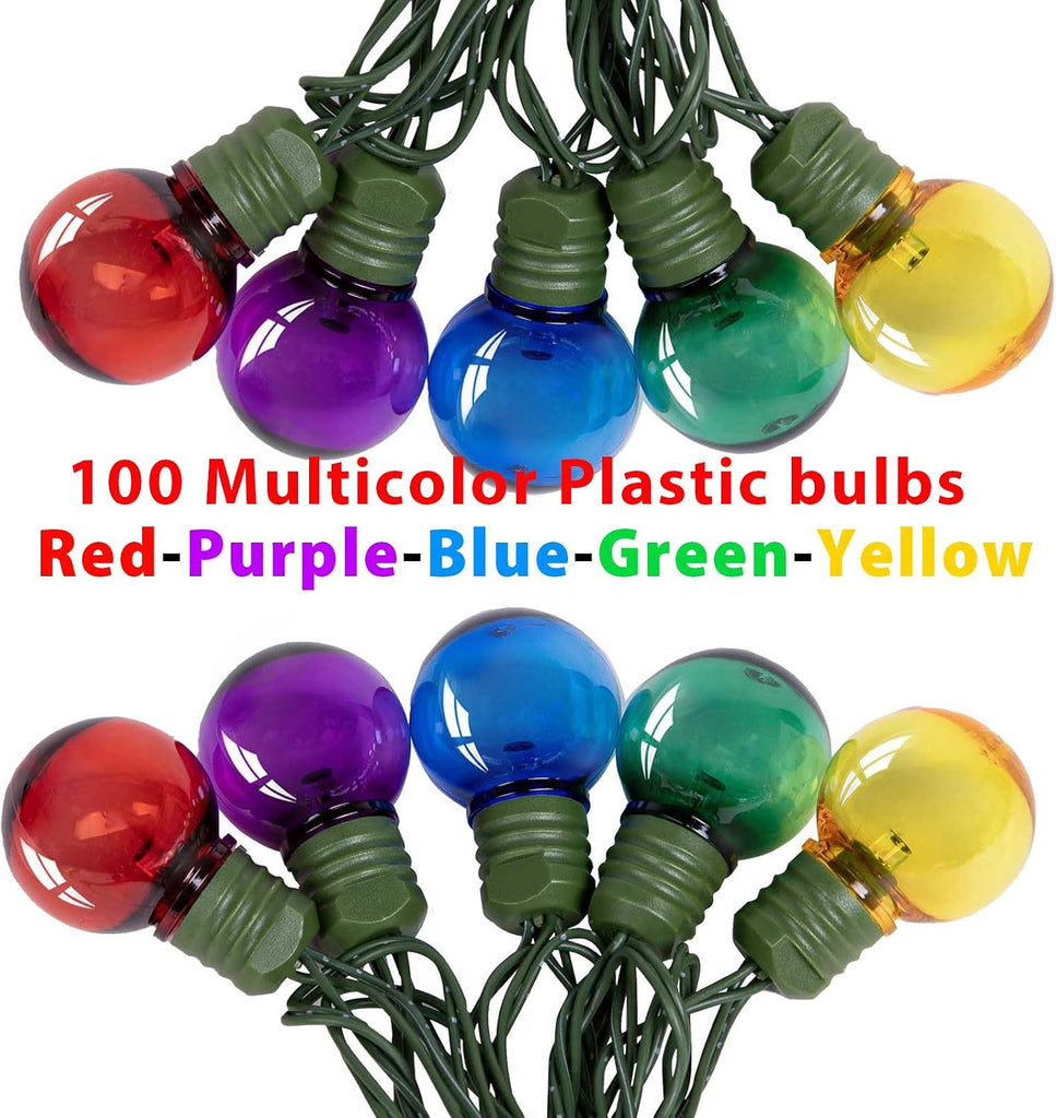 100 LED 50Ft Globe Christmas Lights Outdoor, Round G30 Christmas Small Balls Lights, Connectable Waterproof, Backyard