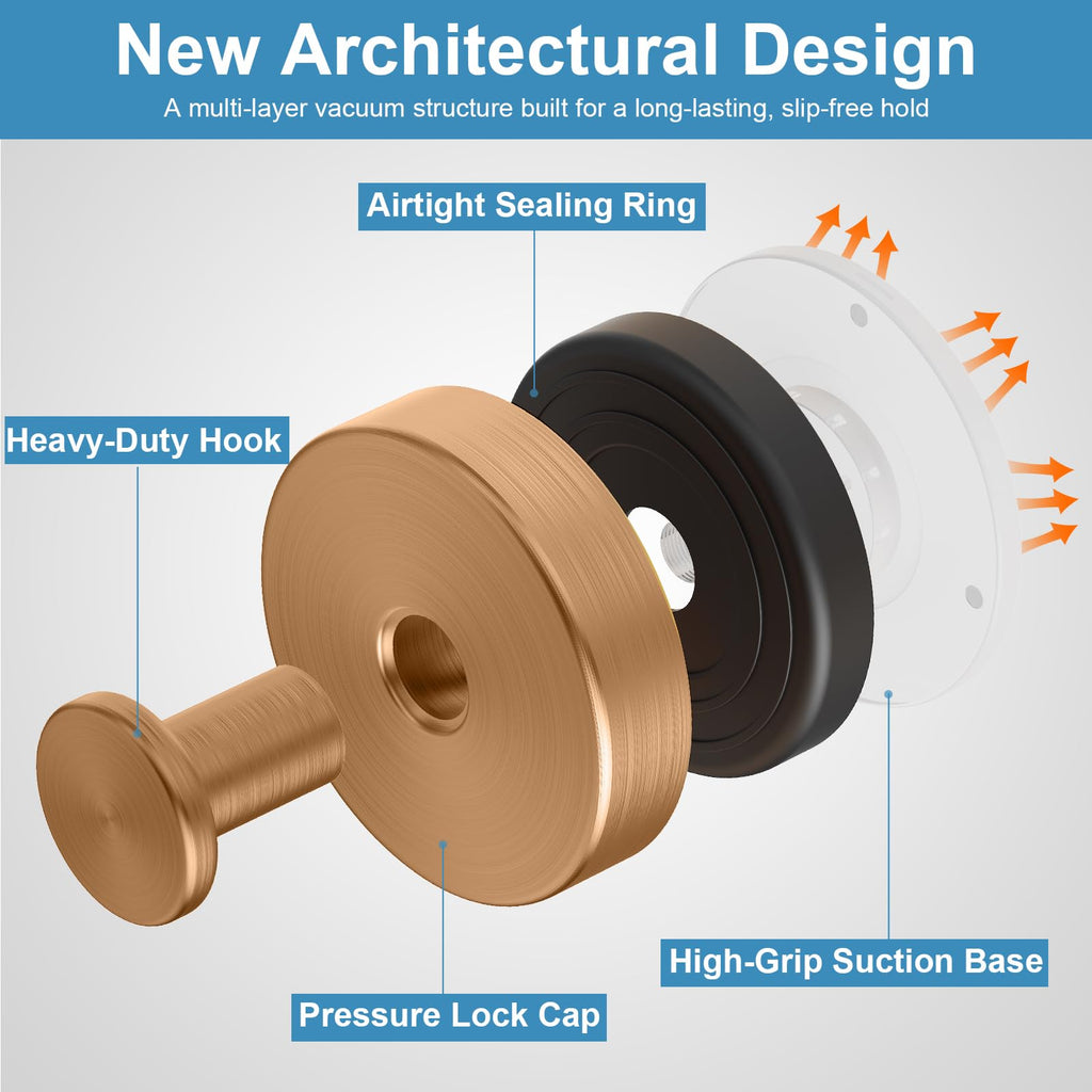 Suction Cup Hooks for Shower, No Drill Towel Hooks