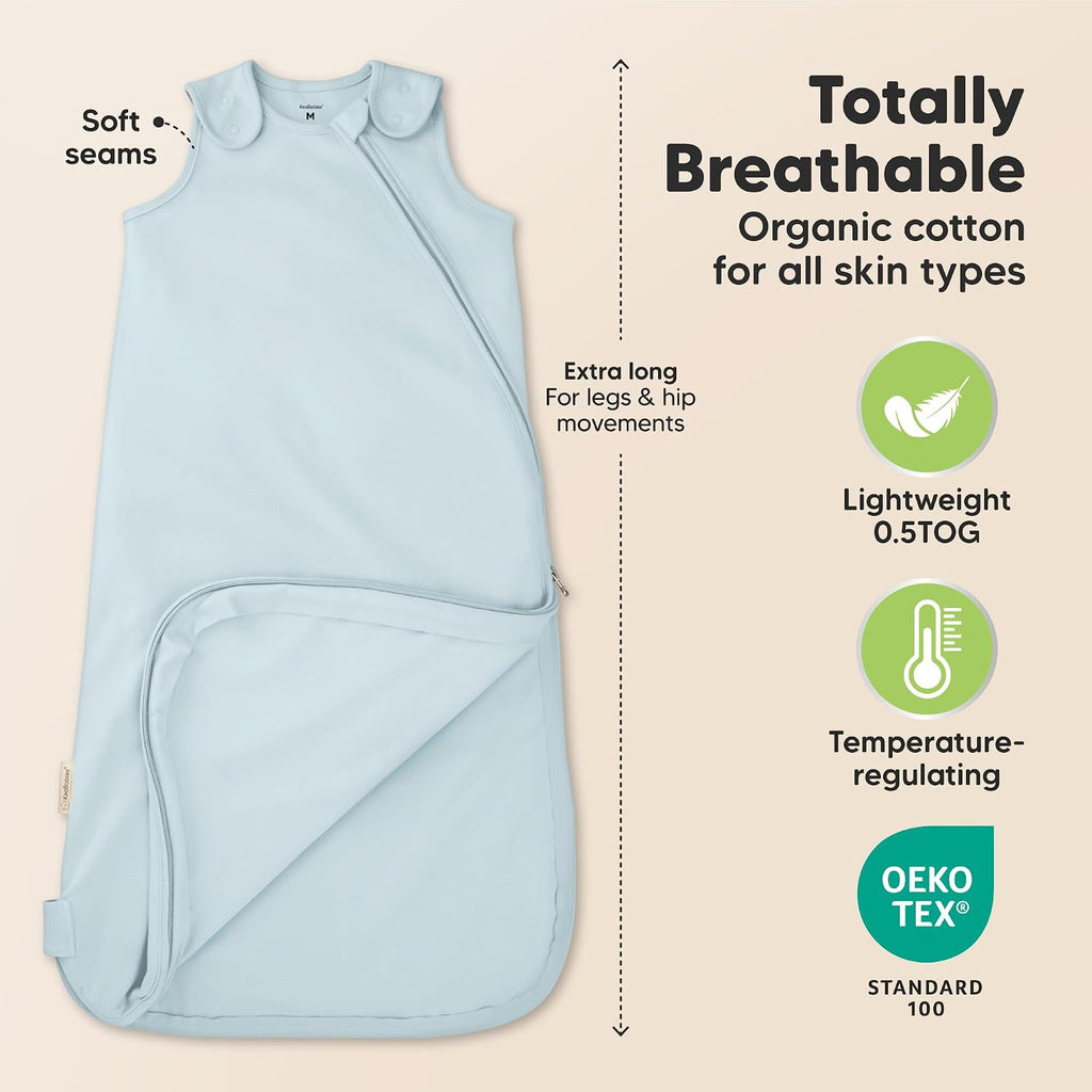 Pack Organic Baby Sleep Sacks, 100% Cotton 0.5TOG (Glacier, )