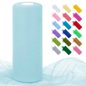 Aqua Blue Tulle Fabric Rolls 12 Inch by 100 Yards Polyester Netting Fabric Mesh Tulle Ribbon for Tutu Skirts, Gift
