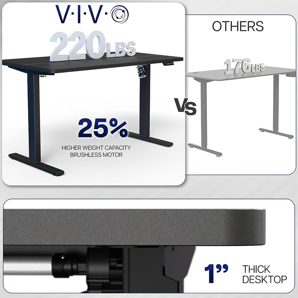 Black 43 x 24 in Standing Desk, DESK-1B4B | Electric, Holds 220 lbs, Sit Stand, Height Adjustable, Home Office