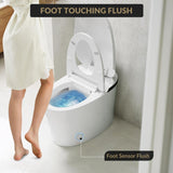 Smart Toilet with Auto-Flush & Heated Seat - Foot Sensor, Nightlight, Modern One-Piece Design