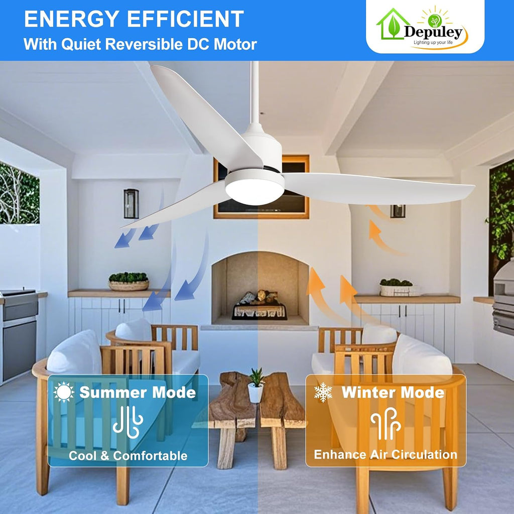 52 Inch White Waterproof Gazebo Fans with Lights Outdoor Hanging - Plug in Remote App Control for Patios Farmhouse Porch - 6 Speed Reversible DC Motor A101-B0F5WNQB9K
