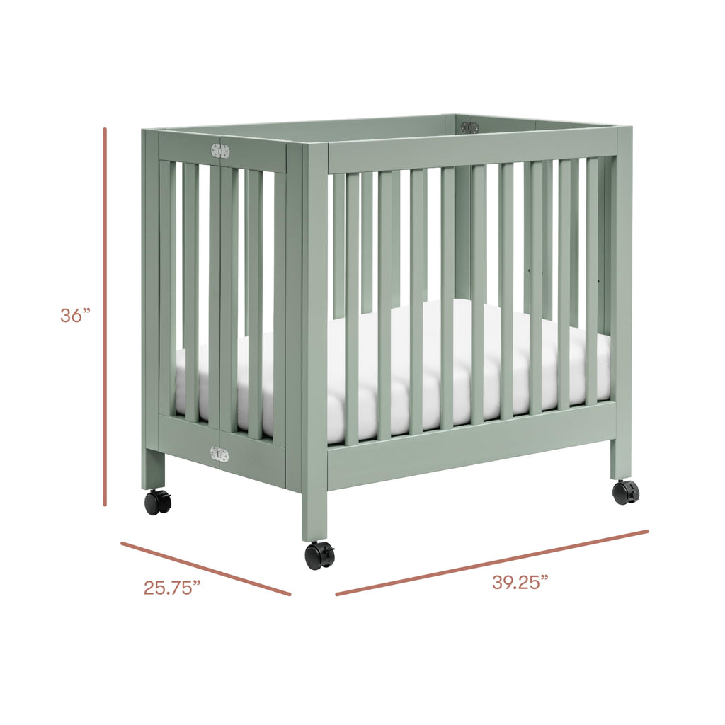 Origami Mini Portable Crib, GREENGUARD Certified, Light Sage
