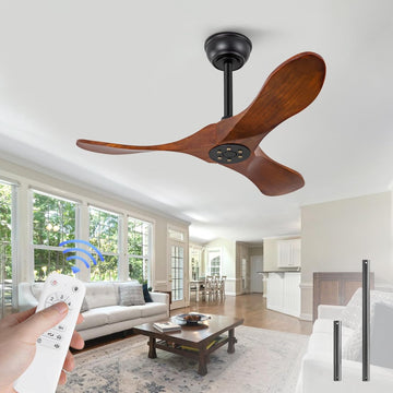 Inspired Maverick Style 36 Inch Solid Wood Ceiling Fan with Remote,Ceiling Fan no Light,6 Speeds,Noiseless,Reversible DC Motor,Modern Ceiling Fans without Lights for Living Room Bedroom Farmhouse,Patios A101-B0DFTPFKSH
