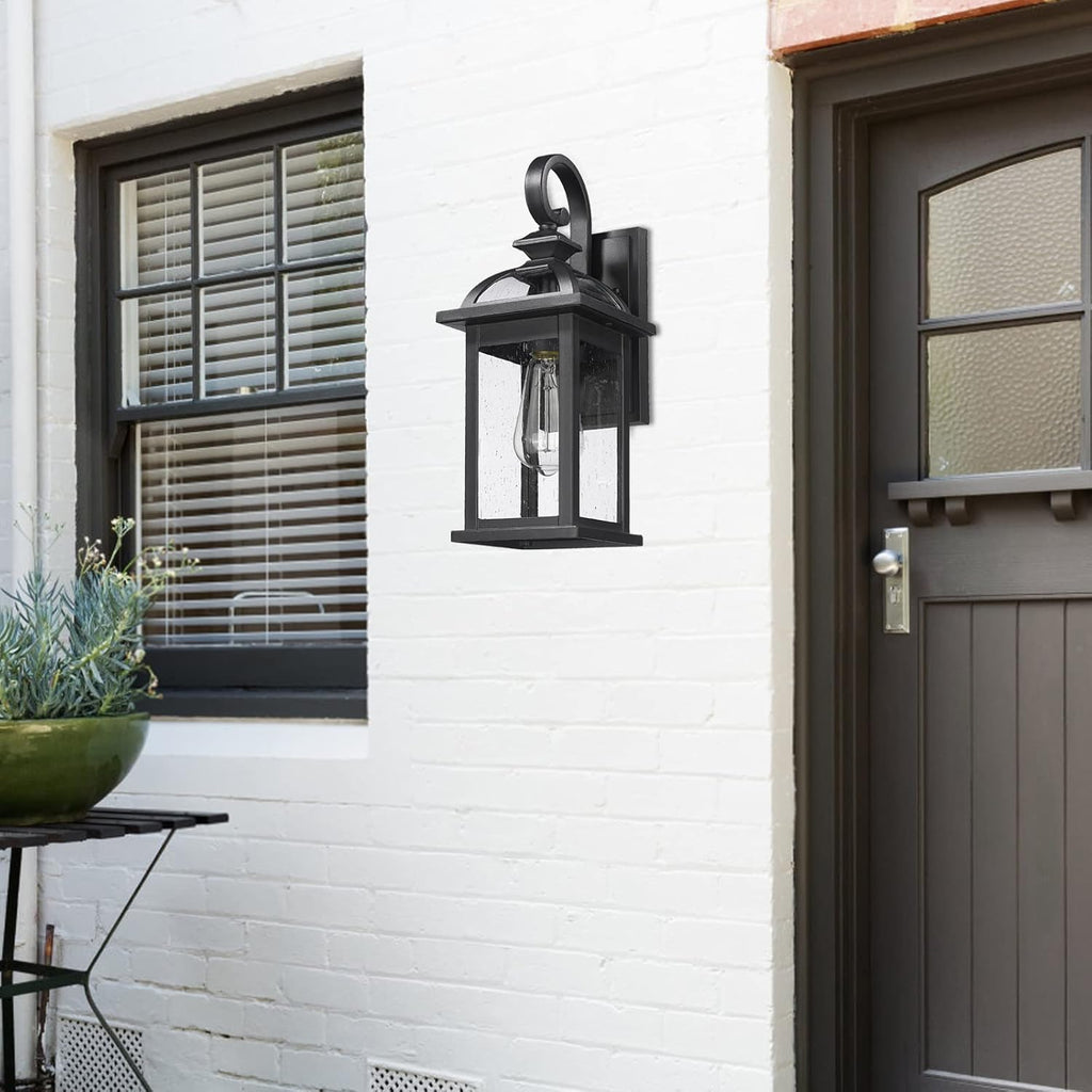Outdoor Lights Fixtures Wall Mount, Outdoor Wall Sconce with Seeded Glass Waterproof Outside Exterior Lighting Fixture