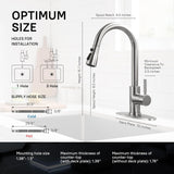 Single Handle High Arc Brushed Nickel Pull Out Kitchen Faucet,Single Level Stainless Steel Kitchen Sink Faucets with
