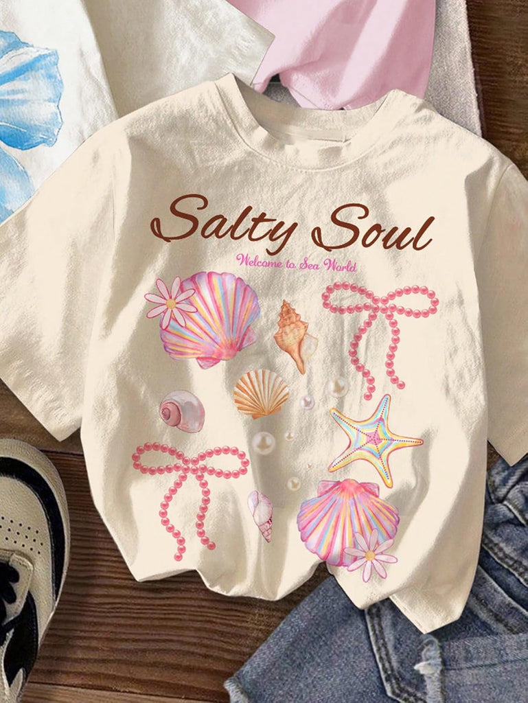 Girl's Graphic Tees Crewneck Summer T Shirt Tops Cute Clothes