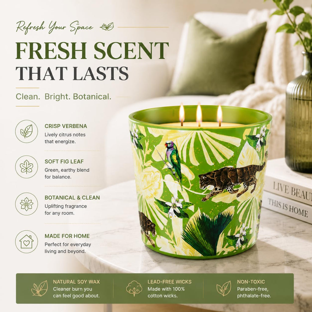 Verbena Fig Leaf Soy Candle, 30oz 3-Wick
