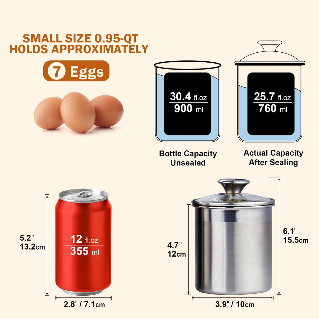 Classic Stainless Steel Food Jar Storage Canister Set Medium, Airtight Containers with Glass Lid for Tea Coffee Sugar