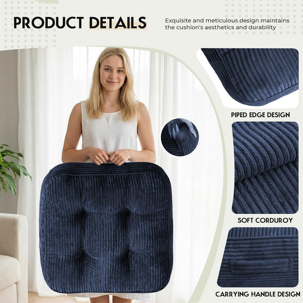 11In Washable Floor Pillow for Adults, Yoga & Meditation Cushion with Handle, Square Large Pillows Seating with