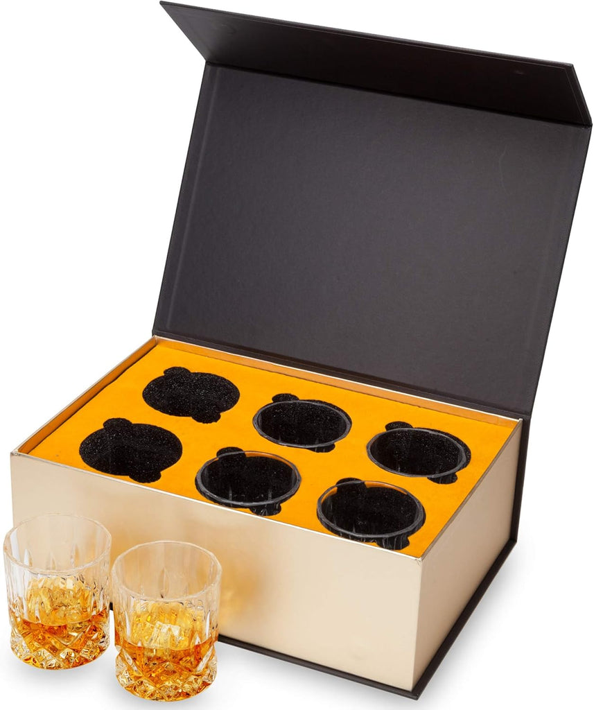 Whiskey Glasses Set of 6 with Elegant Gift Box,10 Oz Premium Old Fashioned Crystal Glass Tumbler for Liquor, Scotch