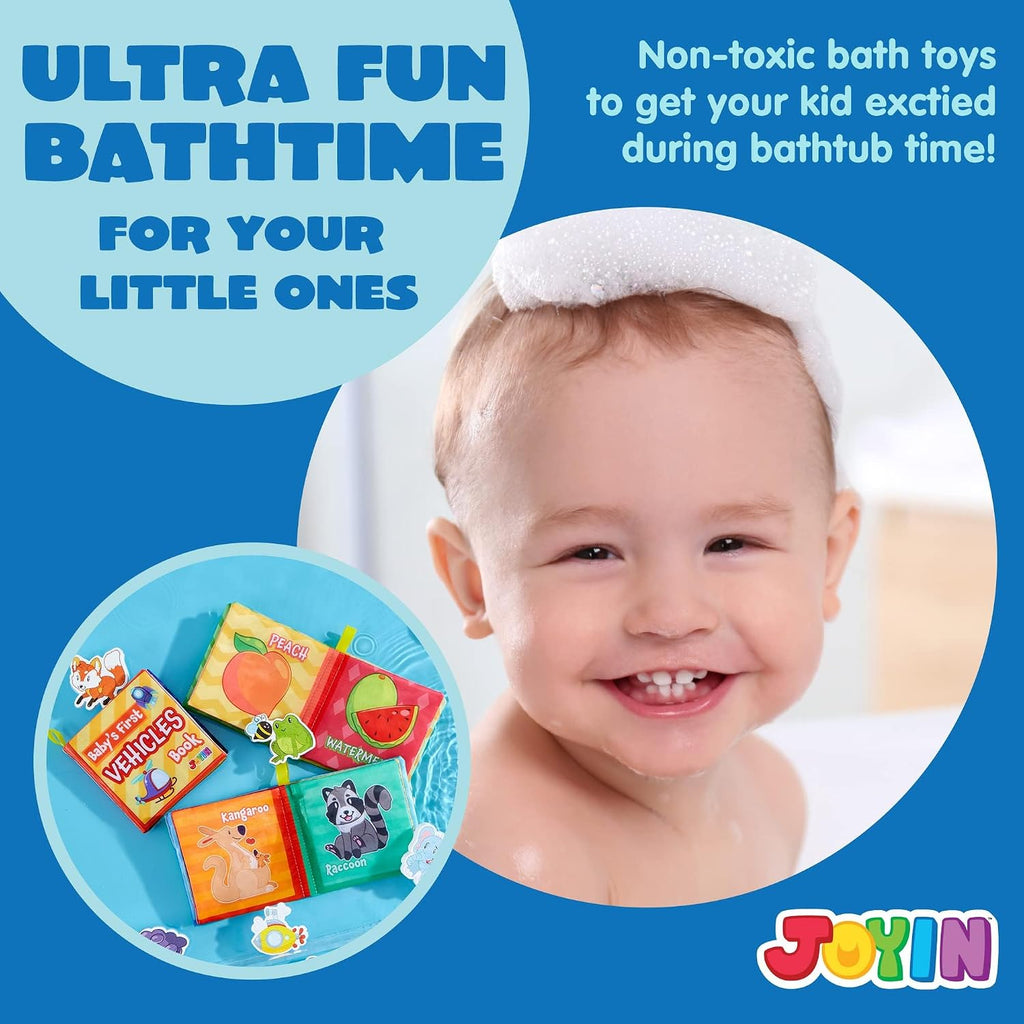 12 Pcs Bath Books, Nontoxic Fabric Soft Crinkly Cloth Books, Waterproof, Bathtub Pool and Early Education First Toys