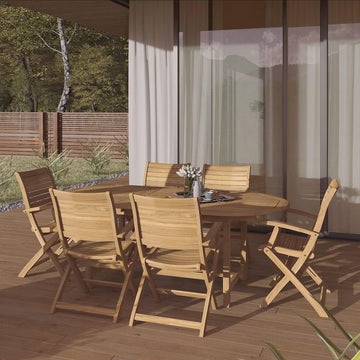 Extendable Oval Boynton Patio Dining Set, 7 Piece, Brown