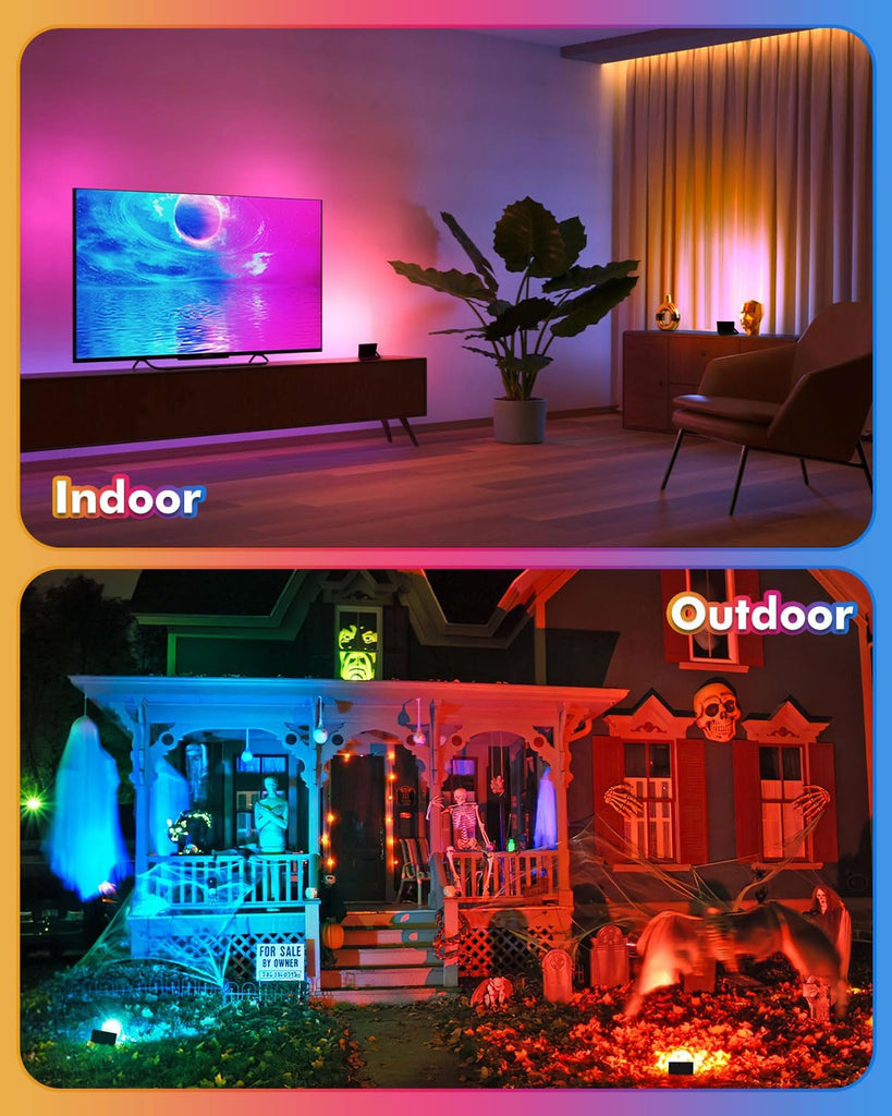 60W RGB LED Flood Lights Outdoor 6000LM Color Changing Floodlights | Dimmable Timing Memory IP66 Waterproof Wall