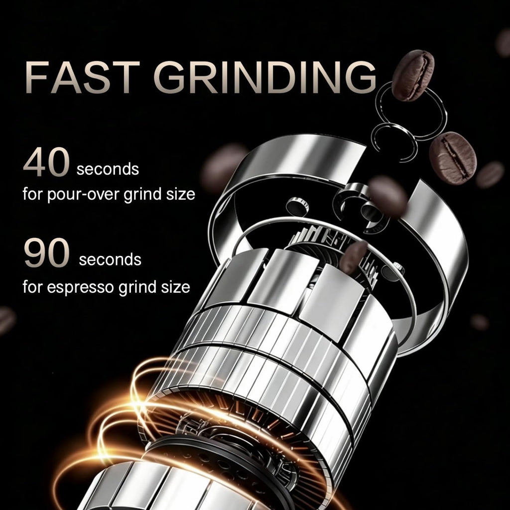 V2 Portable Electric Burr Coffee Grinder, 30 Settings, Walnut | 60% smaller body with one-touch auto-stop and