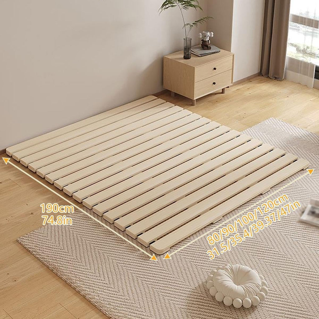 Folding Bed Frame, Wood Roll Slats, Tatami Bed Frame, Floor Mattress